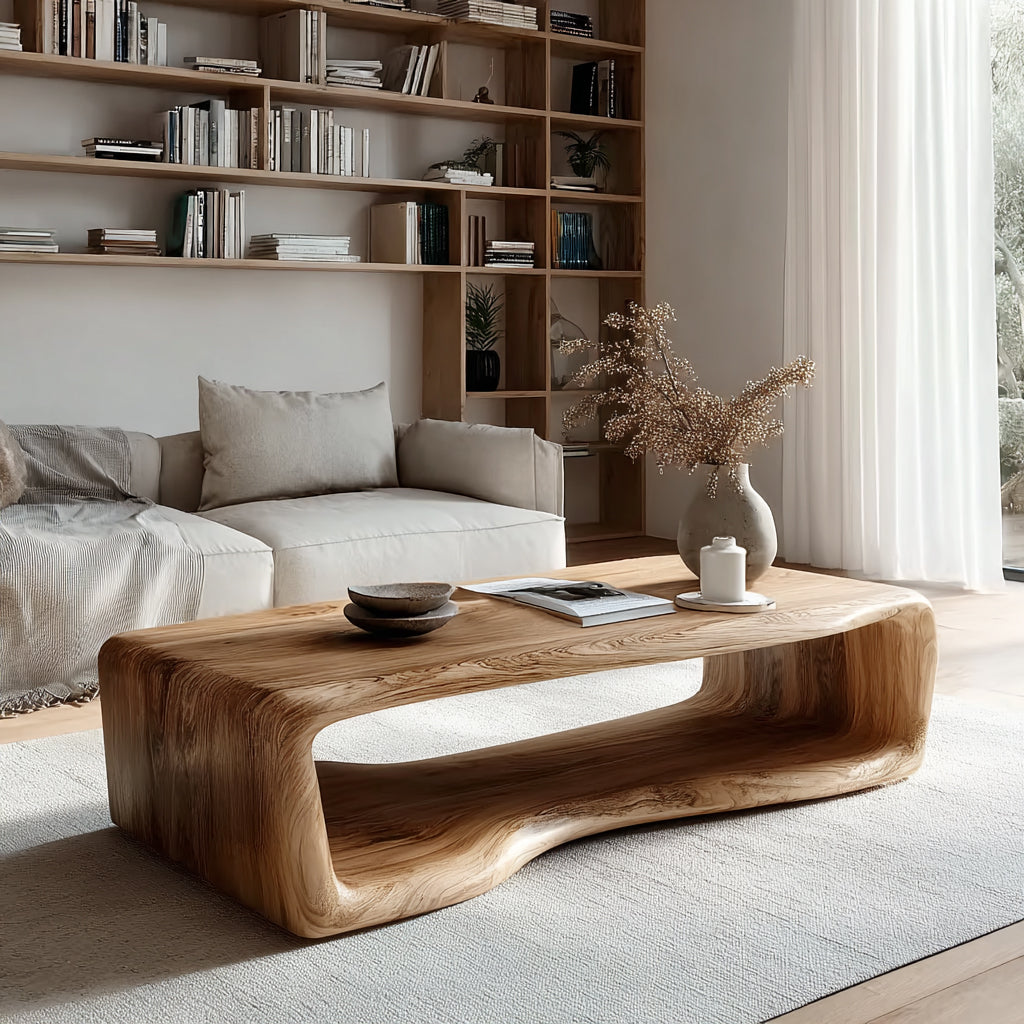 Rustikaler Live Edge Couchtisch – Massivholz Wohnzimmertisch