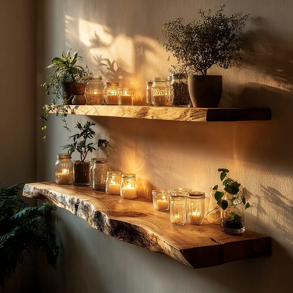Tiefe Floating Shelves – Massivholz-Regal für Bad & Küche