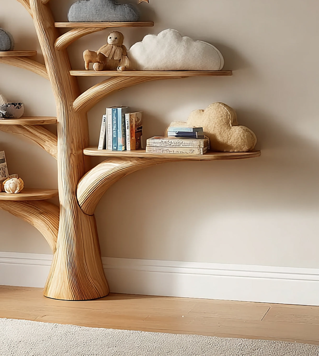 Kinder-Bücherregal aus Massivholz – handgefertigte Schweberegale