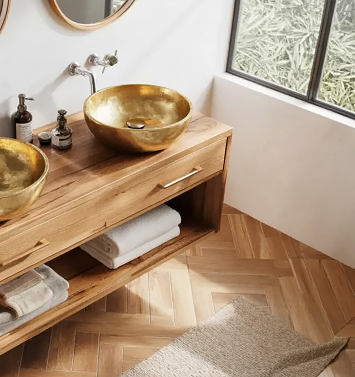 Rustikaler Bad Waschtisch aus Holz – Farmhouse Floating Vanity