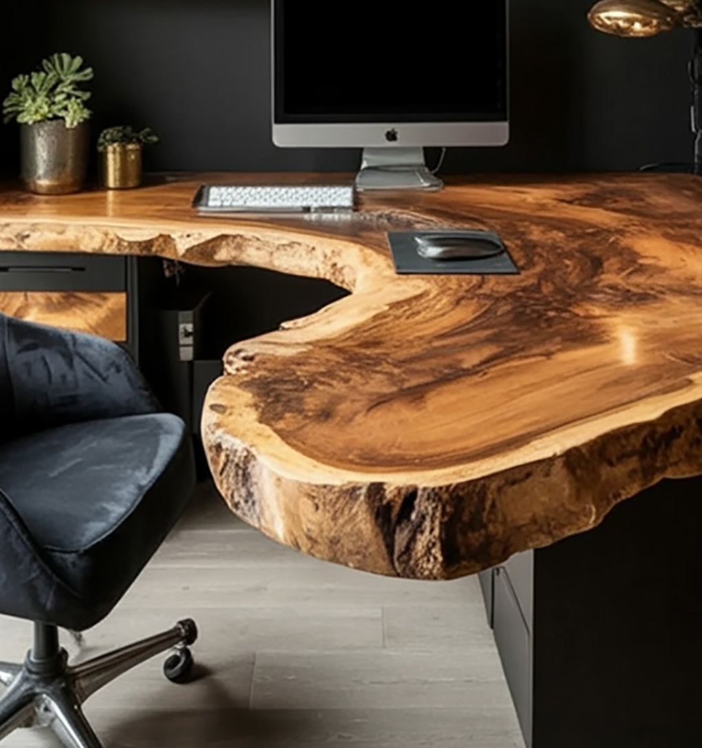 Live-Edge Wand-Schreibtisch – Handgefertigt, hängend, minimalistisch