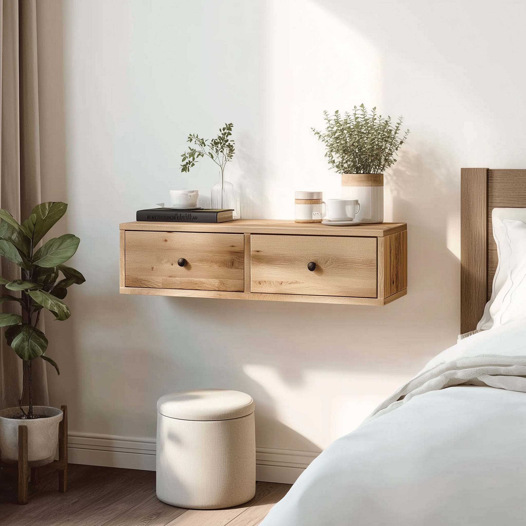 Altholz-Nachttisch – Rustikaler Massivholz-Nachttisch, handgefertigt für Schlafzimmer