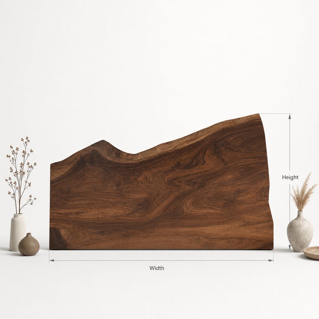 Moderner Baumkanten-Holzkopfteil mit skulpturalem Design fürs Schlafzimmer