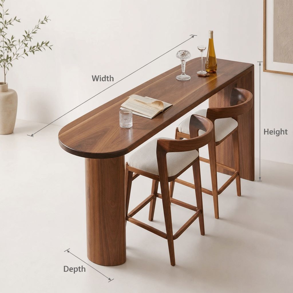 Handgefertigter skulpturaler Ess-/Bartisch aus Massivholz – Fließendes organisches Design