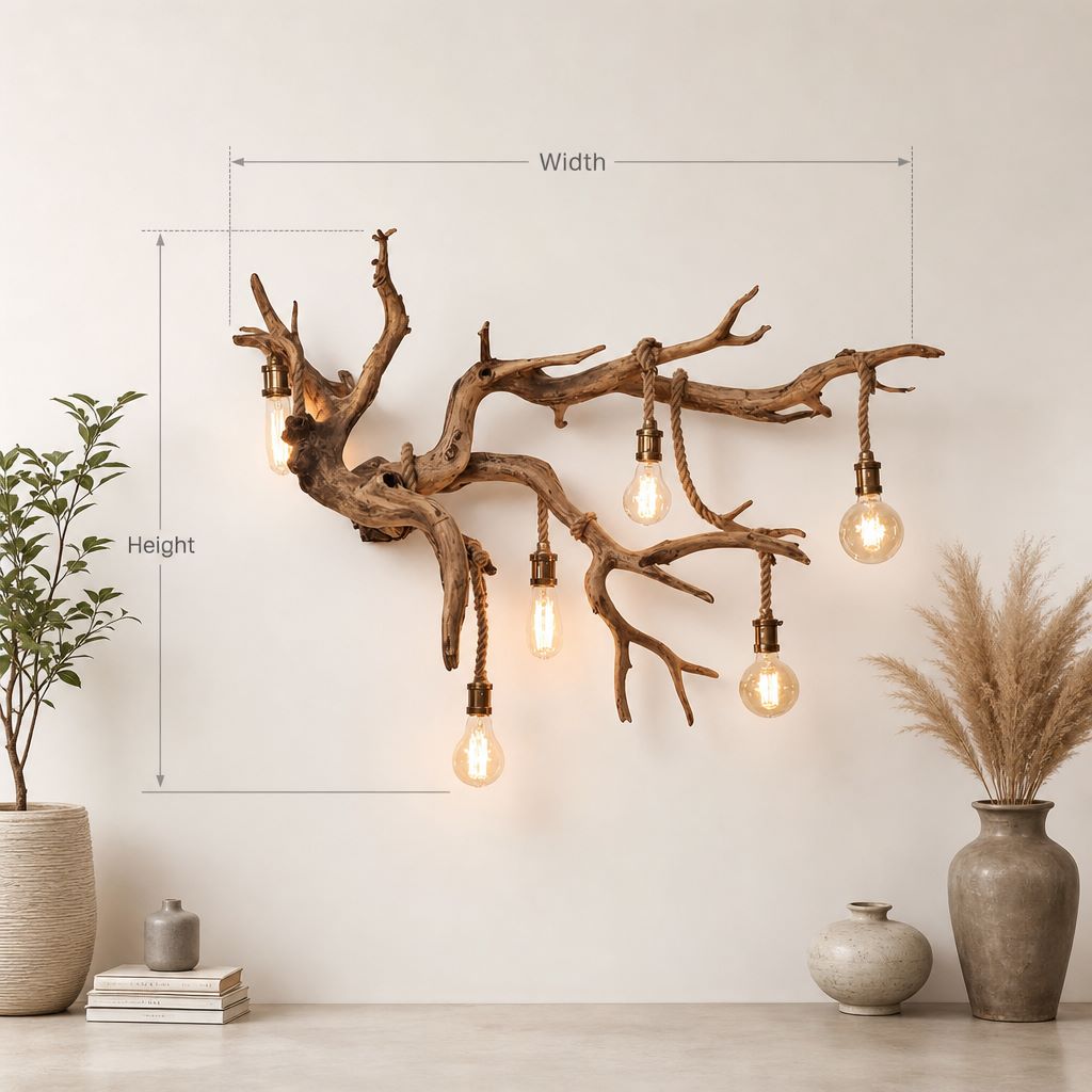 Treibholz-Astleuchte – Hängende Pendel-Holzlampe