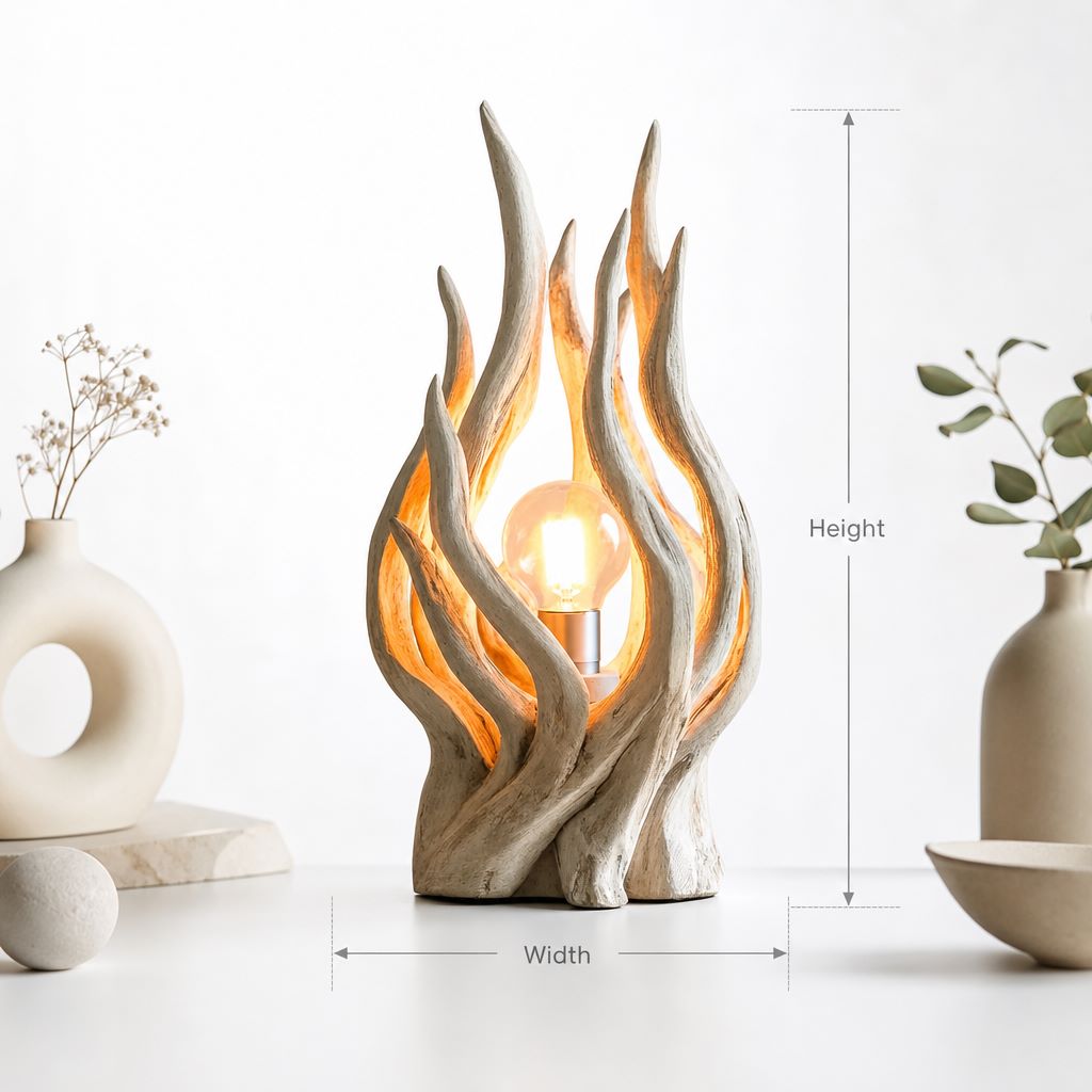 Handgefertigte Treibholz-Tischlampe | Schreibtischlampe aus recyceltem Massivholz in Astform