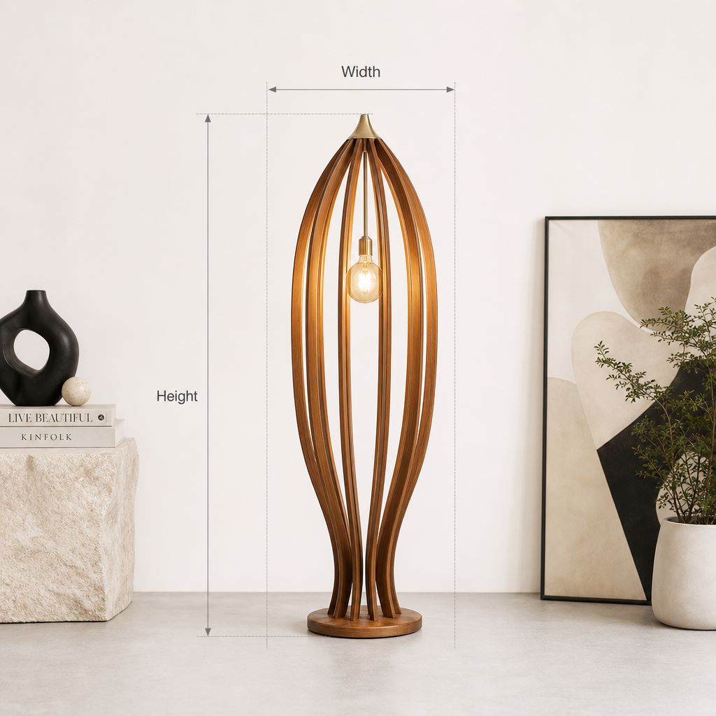 Handgefertigte Holz-Stehlampe – Treibholz-Käfig-Standleuchte