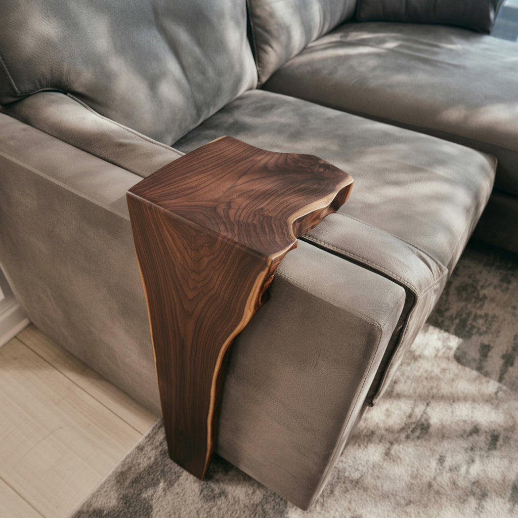 Sofa-Arm-Tisch aus Massivholz – Farmhouse Ablage für Couch-Armlehnen