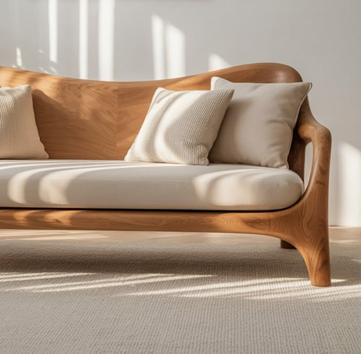Handgefertigtes Massivholz-Sofa – Modernes Organisches Geschwungenes Holzsofa