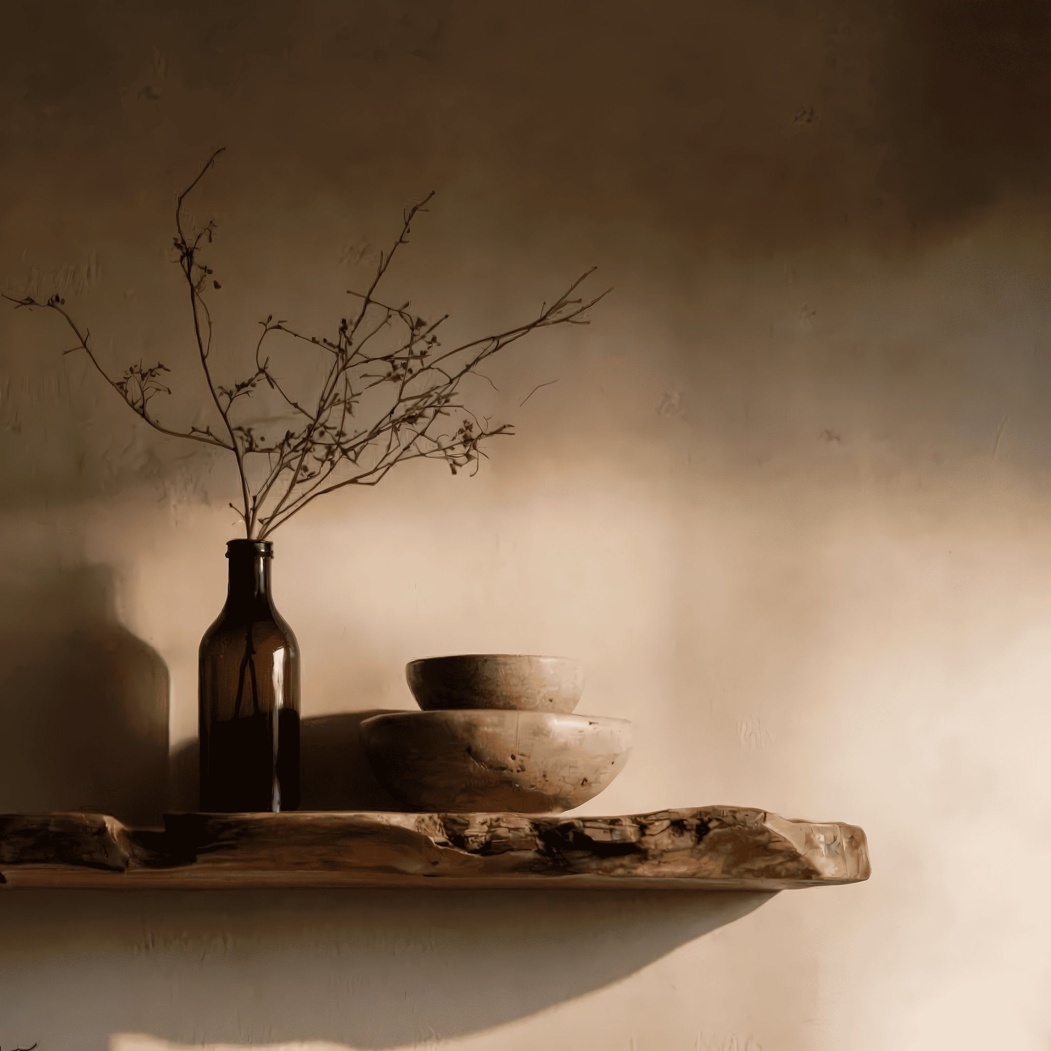 Handgefertigtes Schweberegal mit Baumkante – Rustikales Holzregal für Bücher & Weihnachtsdeko