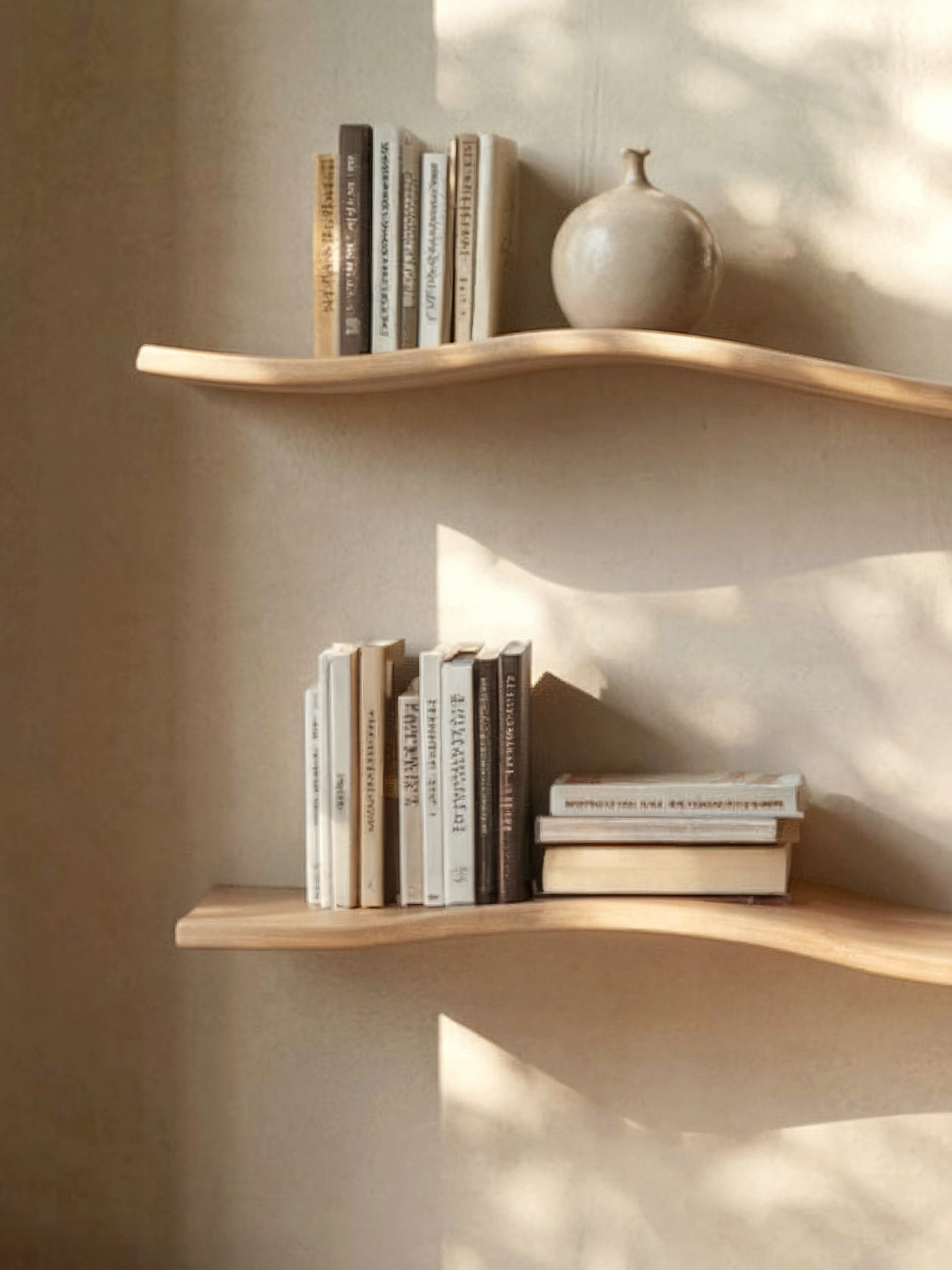 Handgefertigtes Wellen-Holzregal – Rustikales Mid-Century Wandregal & Geschenk