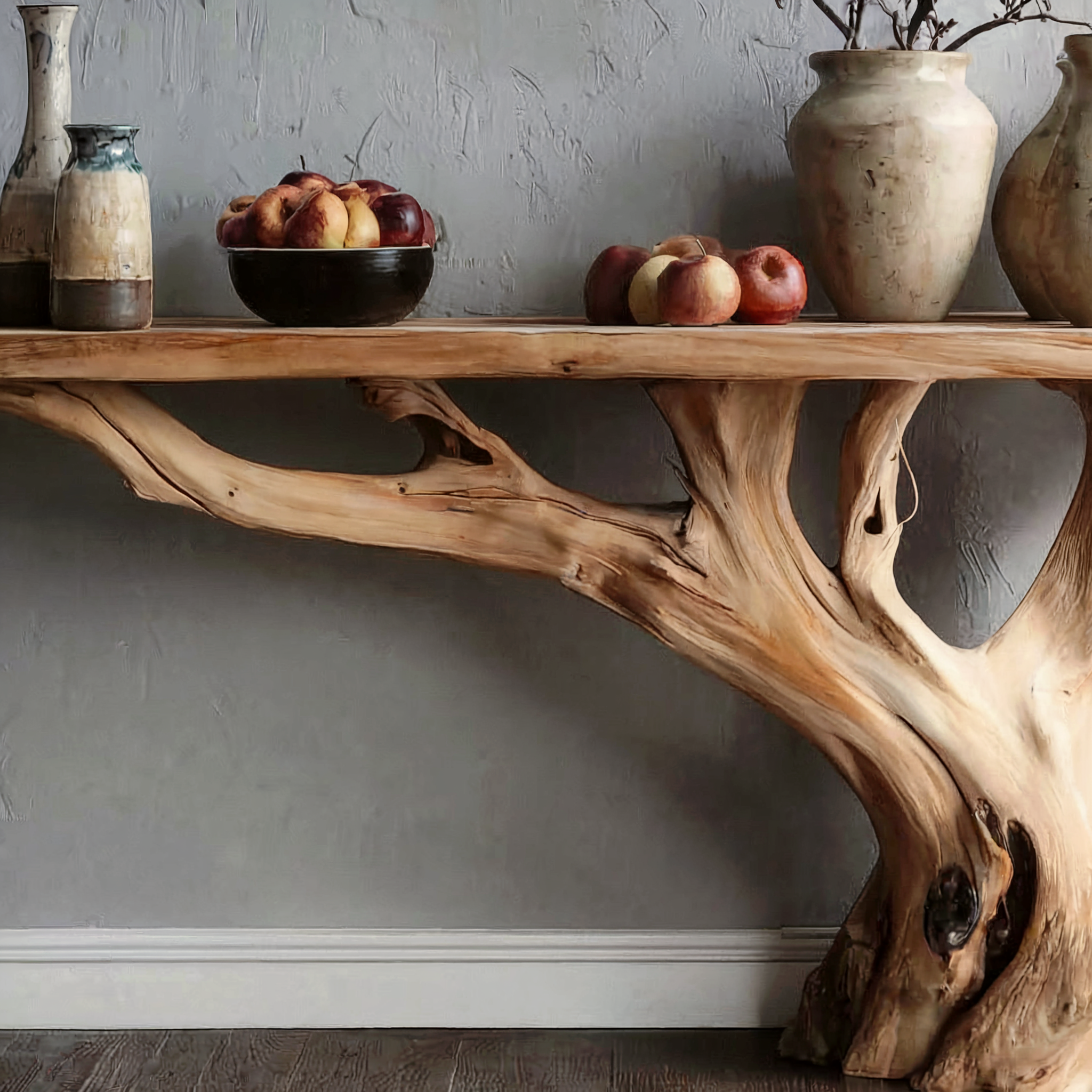 Handgefertigter Holztisch – Rustikaler Konsolen- und Wandbeistelltisch
