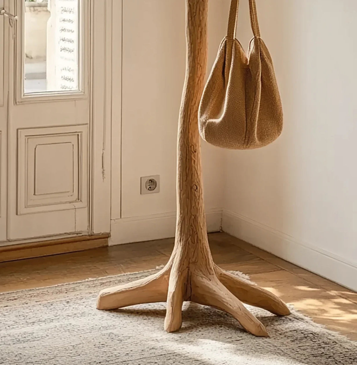 Handwerklicher skulpturaler Garderobenbaum | Handgefertigte Standgarderobe aus Massivholz