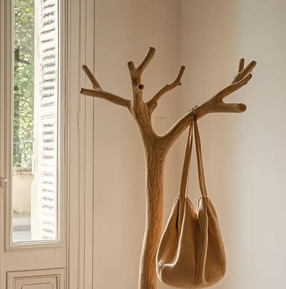 Handwerklicher skulpturaler Garderobenbaum | Handgefertigte Standgarderobe aus Massivholz