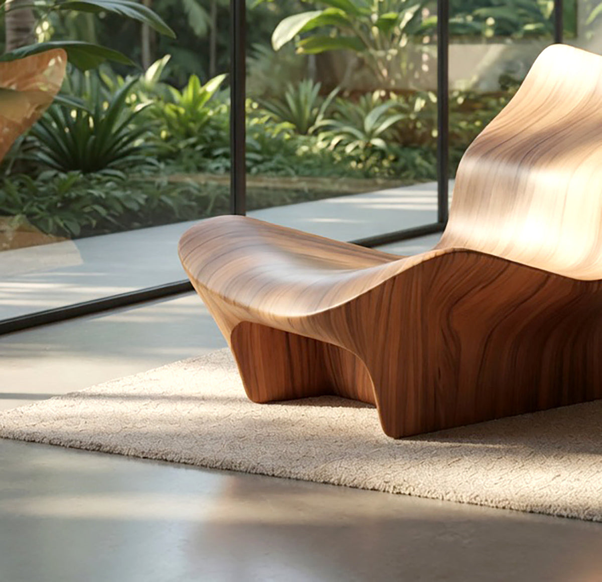 Skulpturaler Stuhl aus Massivholz für Wohnzimmer oder Lounge