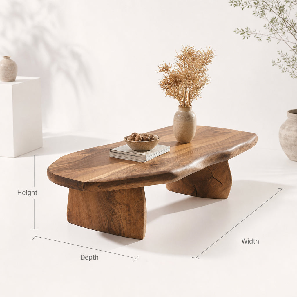 Funktionaler Vintage-Couchtisch aus Naturholz für stilvolle Wohnzimmer