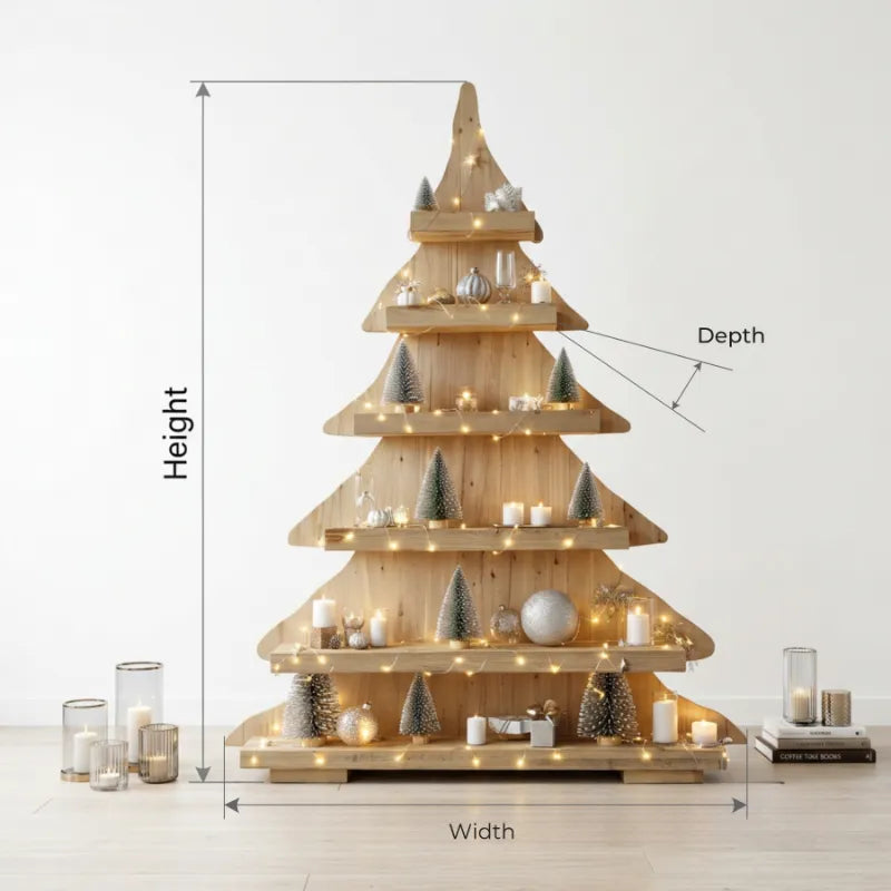 Handgeschnitztes Weihnachtsbaum-Schauregal aus Massivholz