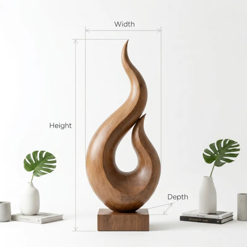 Handgefertigte abstrakte Holzstatue als Wohnakzent