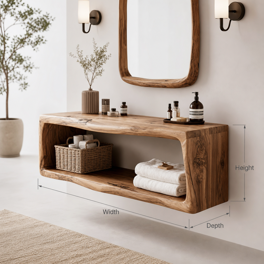 Handgefertigter Badezimmer-Stauraumschrank als Möbel-Dekor