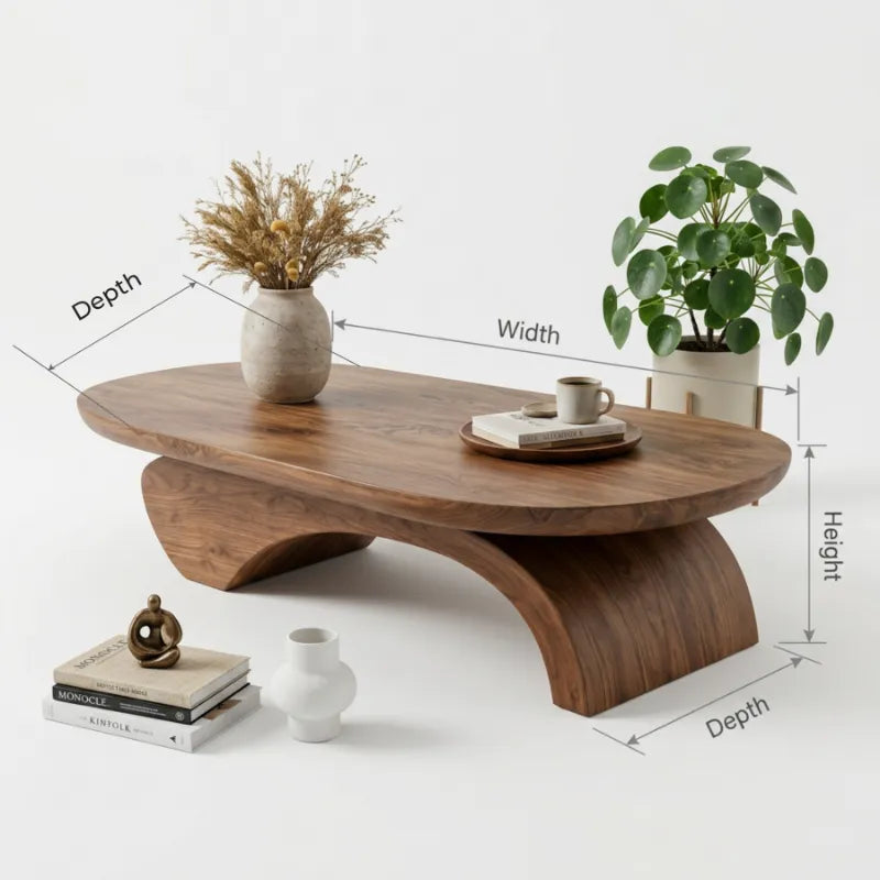 Handgefertigter skulpturaler Baumkanten-Couchtisch aus Holz fürs Wohnzimmer