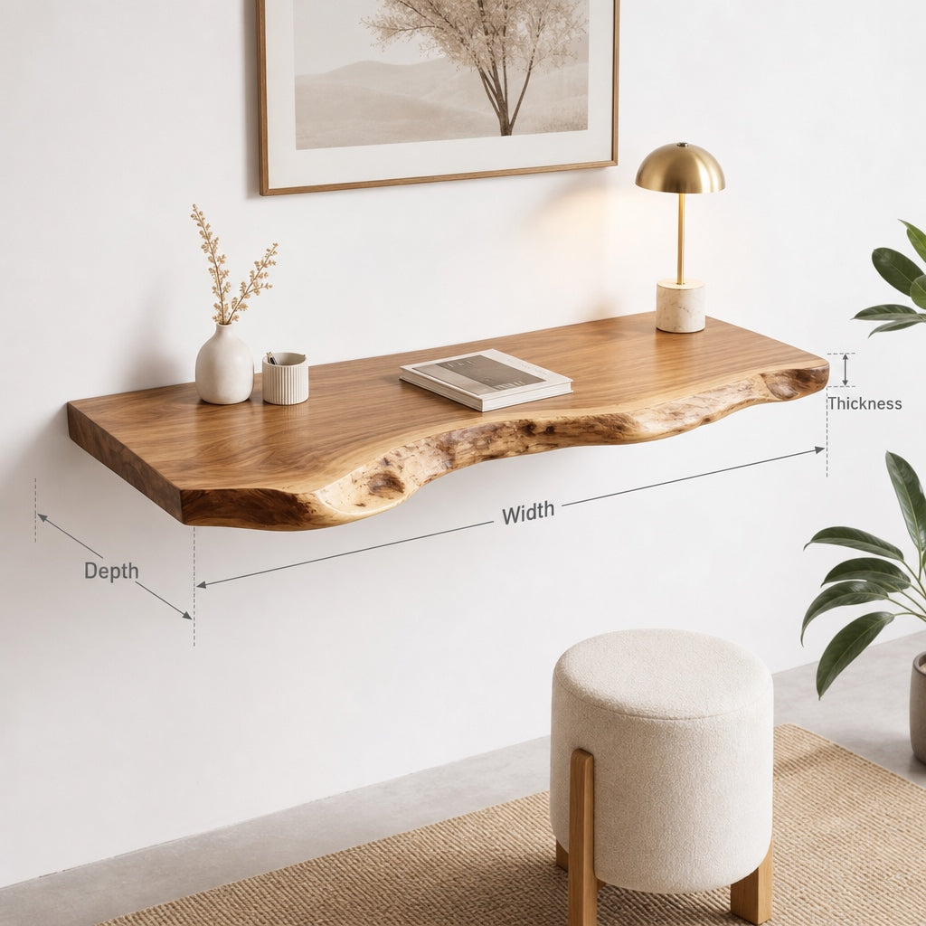 Handgefertigter organischer Wandschreibtisch fürs Homeoffice