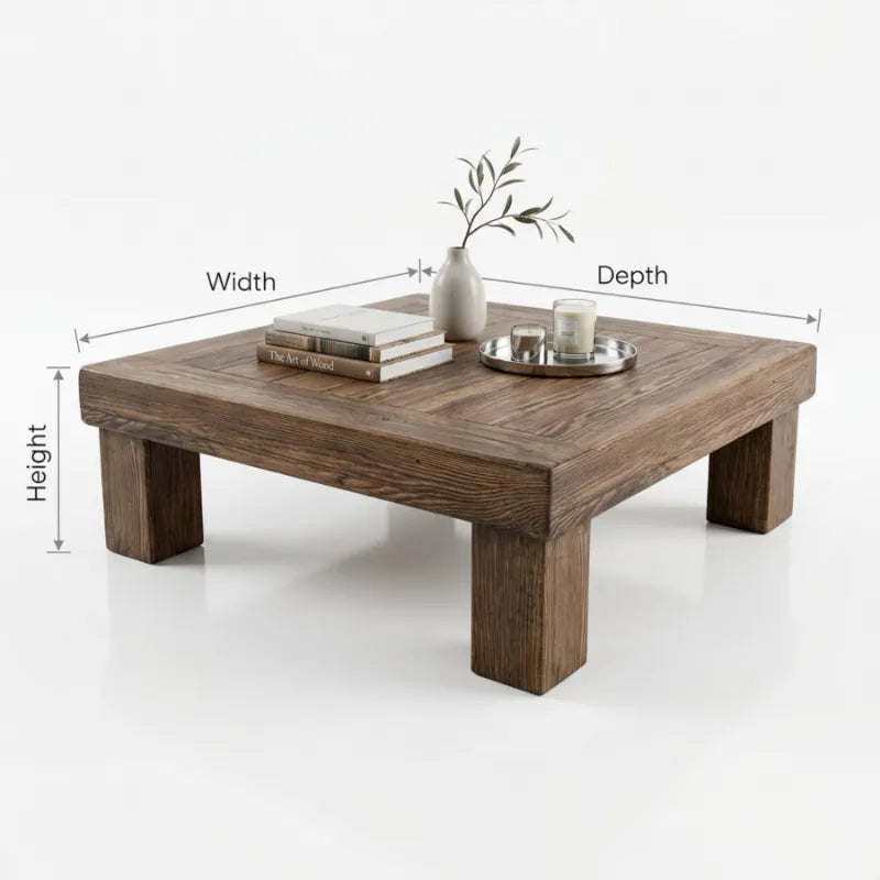 Handgefertigter Block-Couchtisch aus Massivholz fürs Wohnzimmer