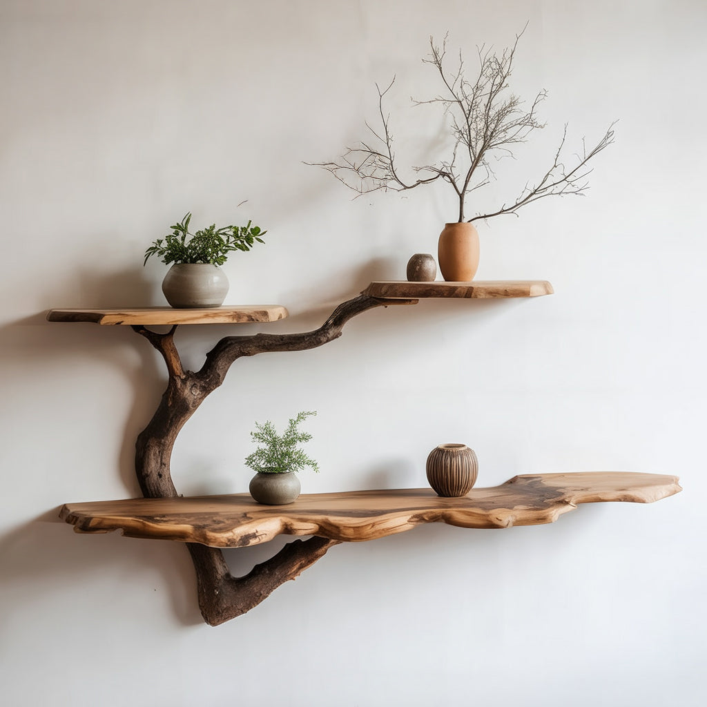 Tree Branch Floating Bücherregal aus recyceltem Massivholz