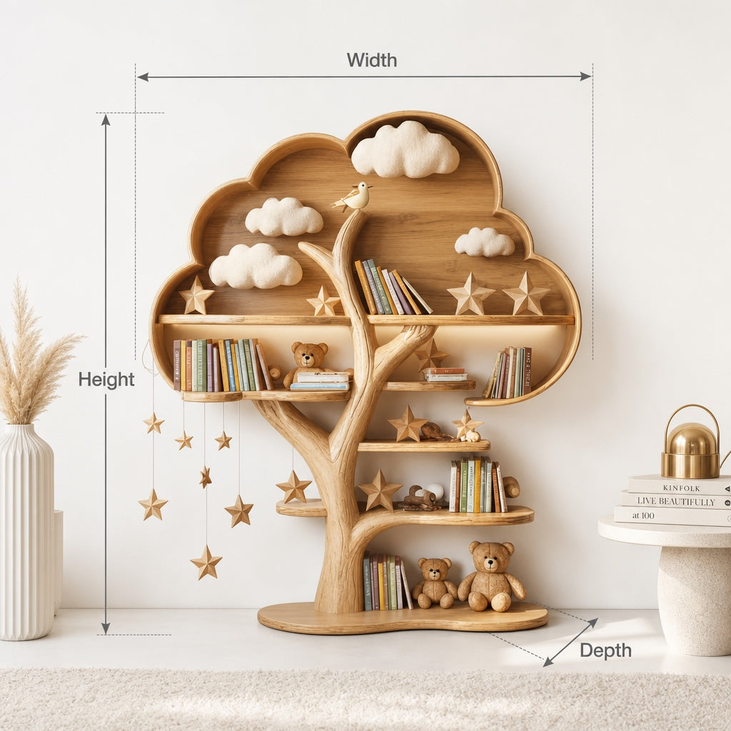 Baum-Bücherregal für Kinder aus Massivholz – Zimmerdekor und Geschenk
