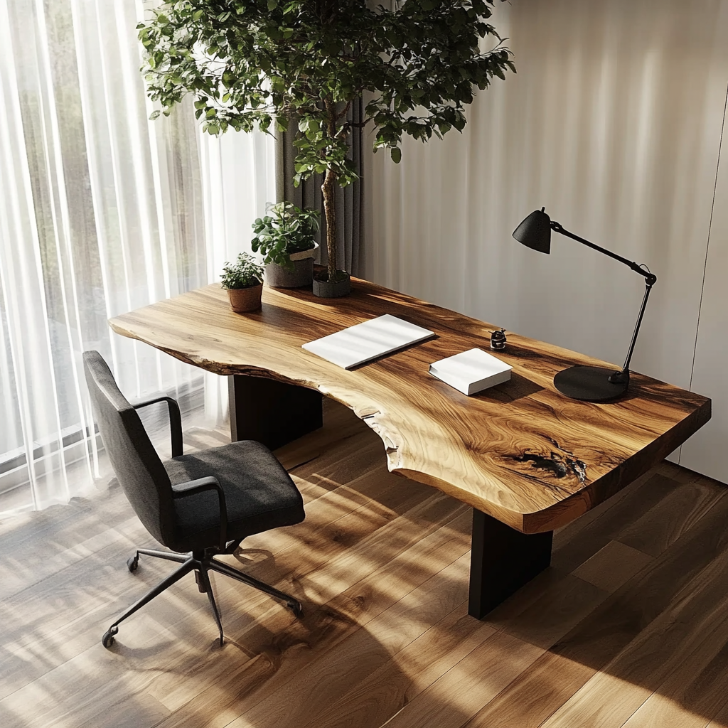 Arbeitsschreibtisch aus Massivholz für Homeoffice-Interieurs