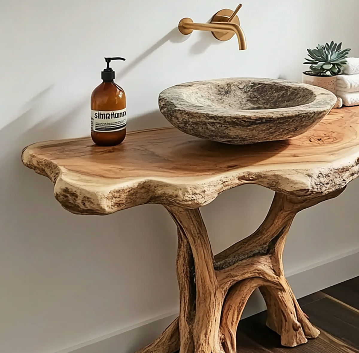 Couchtisch aus Massivholz fürs Wohnzimmer im organischen Stil