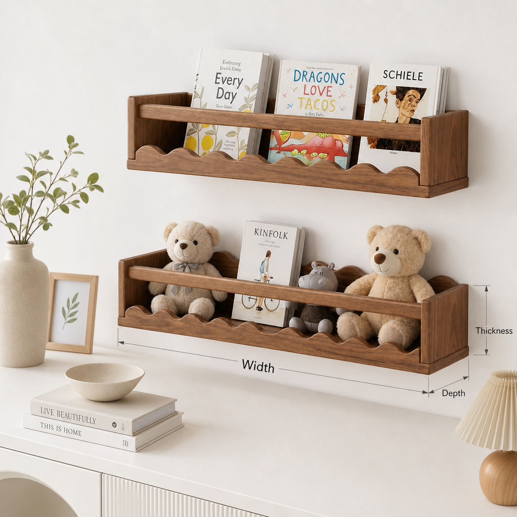 Baumkanten-Kinderregal – Handwerkliches Massivholz-Dekor für Kinderträume