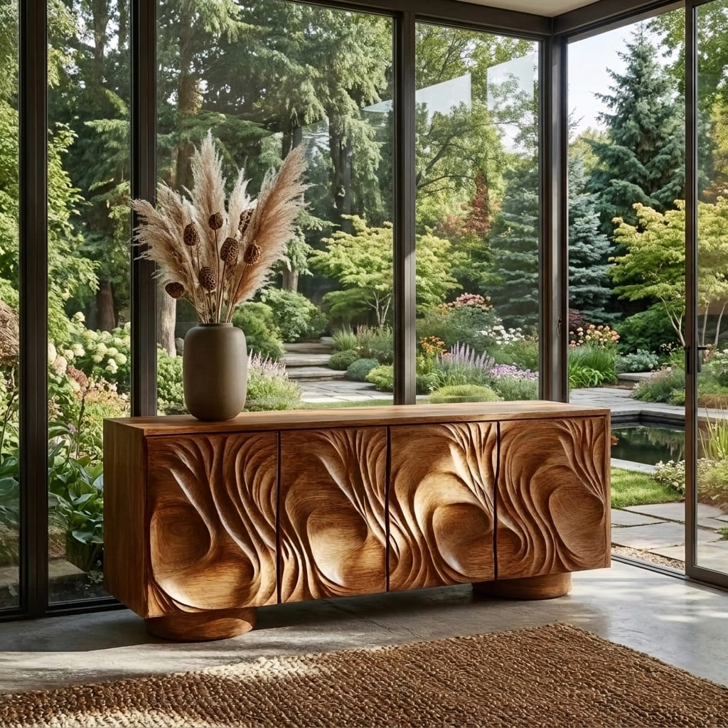 Handgefertigter Sideboard-Schrank für stilvollen Stauraum und dekorative Präsentation