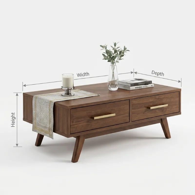 Flacher Mid-Century-Modern-Weihnachts-Couchtisch aus Massivholz
