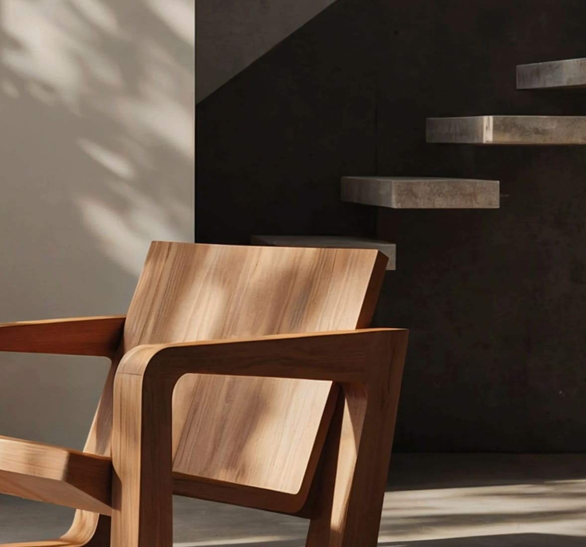 Chaiselongue aus Massivholz mit klaren Mid-Century-Linien