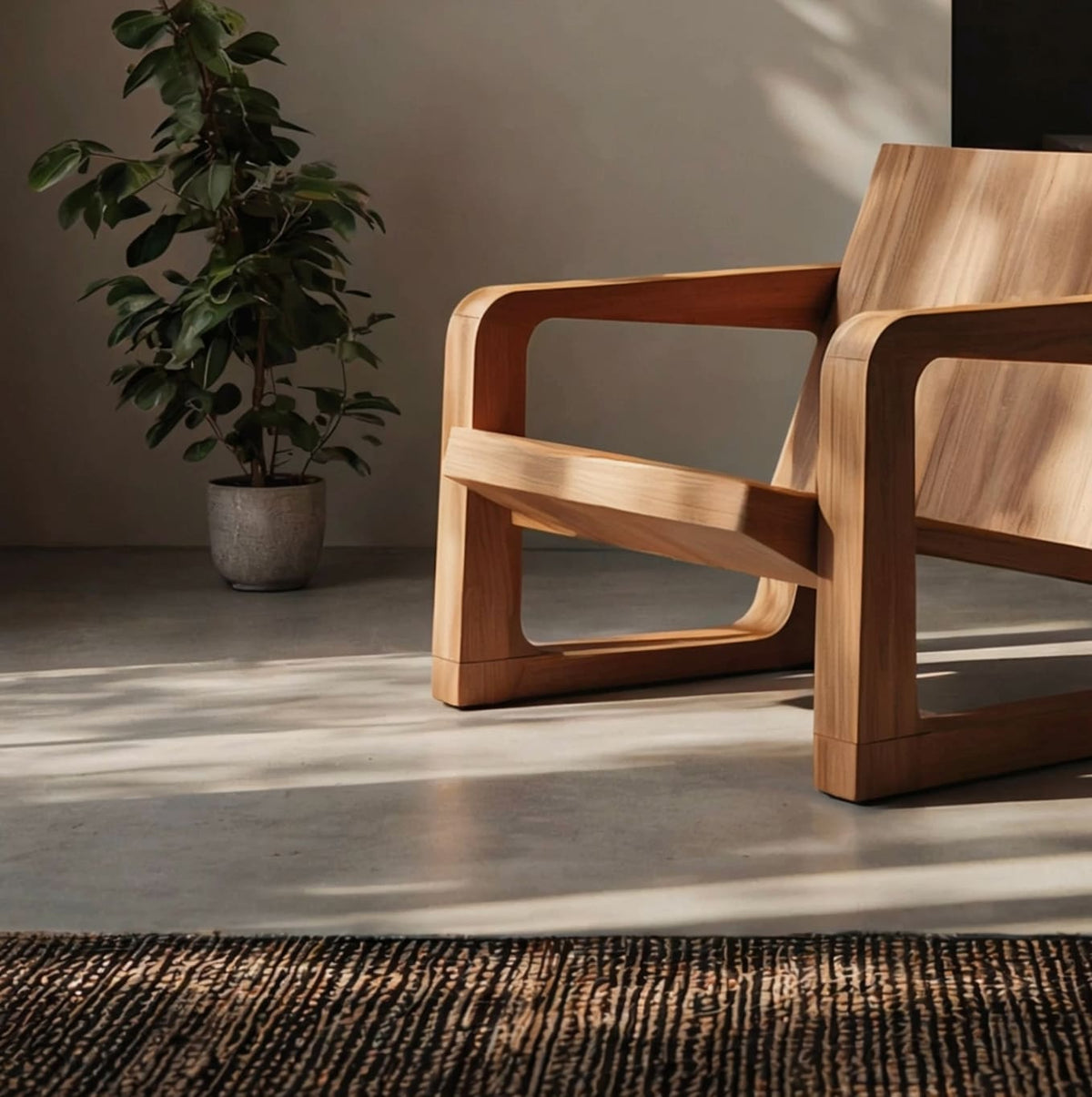 Chaiselongue aus Massivholz mit klaren Mid-Century-Linien