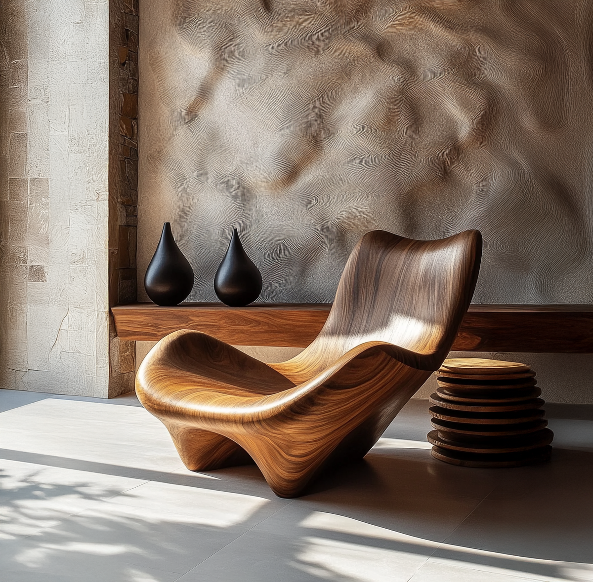 Loungesessel im organischen Design für Wohnzimmer oder Lounge