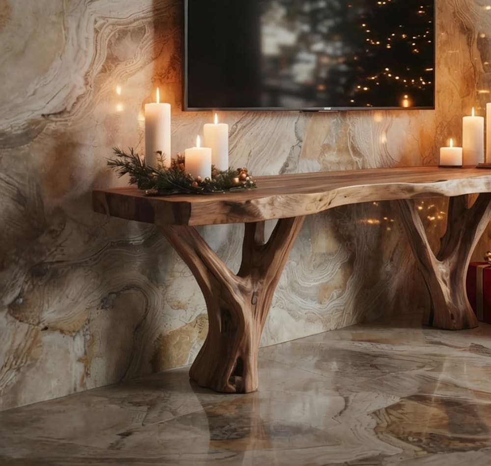 Elegante TV-Konsole aus Massivholz in Naturholz