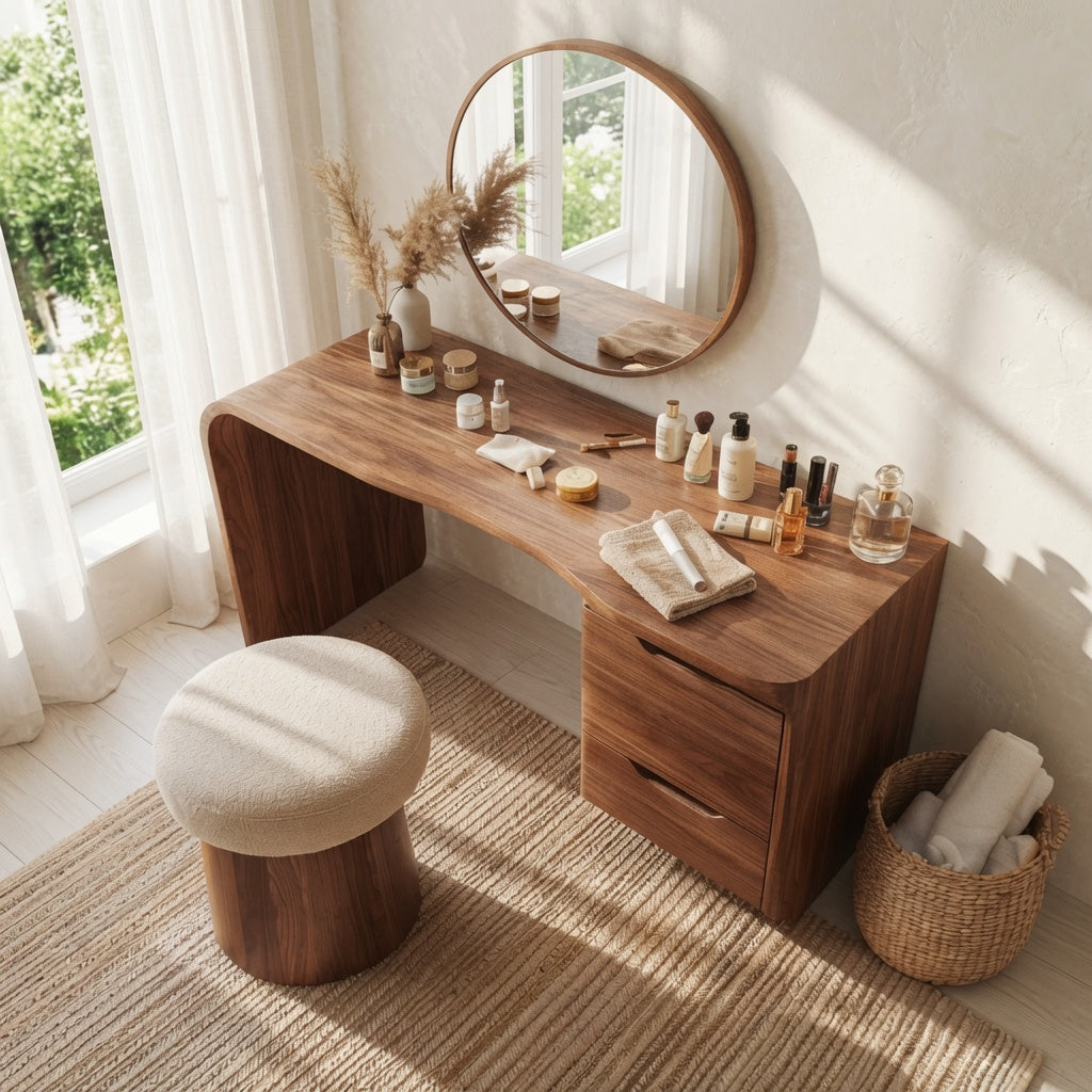 Moderner Schminktisch fürs Schlafzimmer aus Massivholz