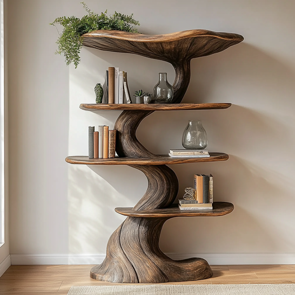 Handgemachtes Bücherregal im Pilzstil für moderne Interieurs