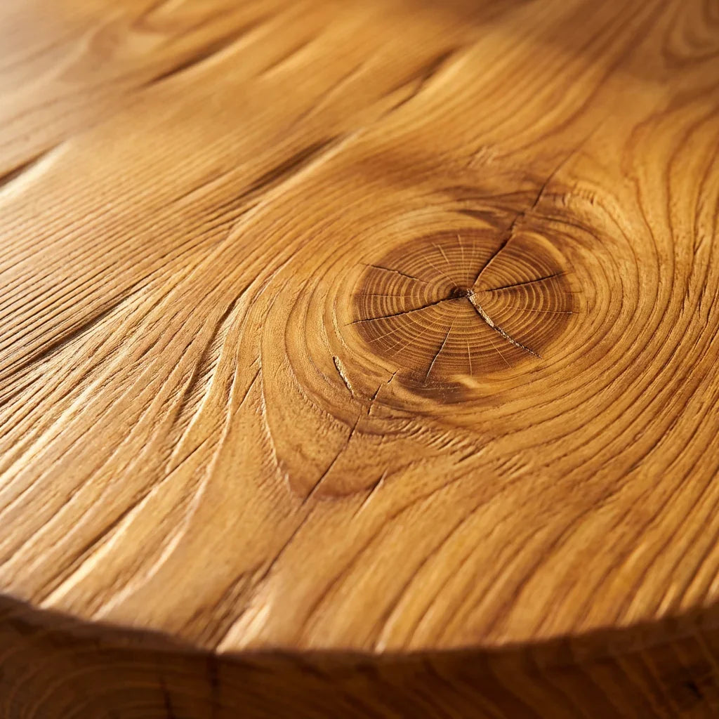 Pilz-Baumstumpf-Couchtisch mit 2 Hutablagen, Wurzelfuß und Lamellen-Schnitzerei, handgefertigter zweifarbiger runder Massivholztisch fürs Wohnzimmer – Ashdeco 2026