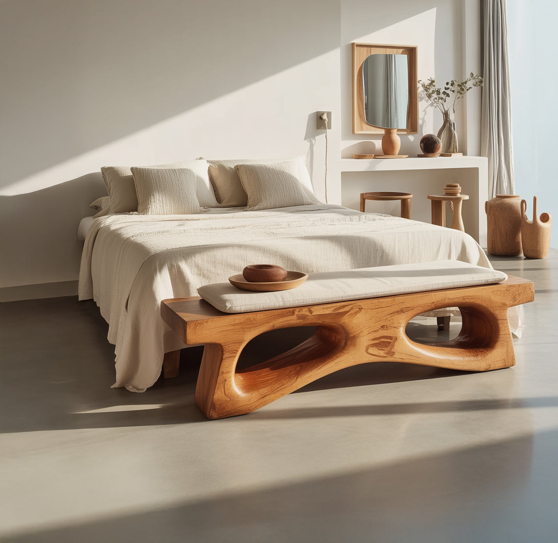 Handgefertigter Wohnzimmer-Couchtisch aus Massivholz mit natürlichem Baumkanten-Design