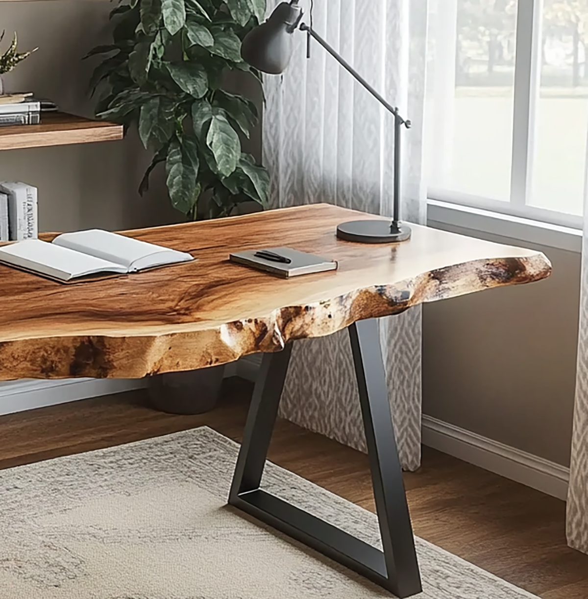 Handgefertigter Holz-Schreibtisch für den Homeoffice-Arbeitsplatz