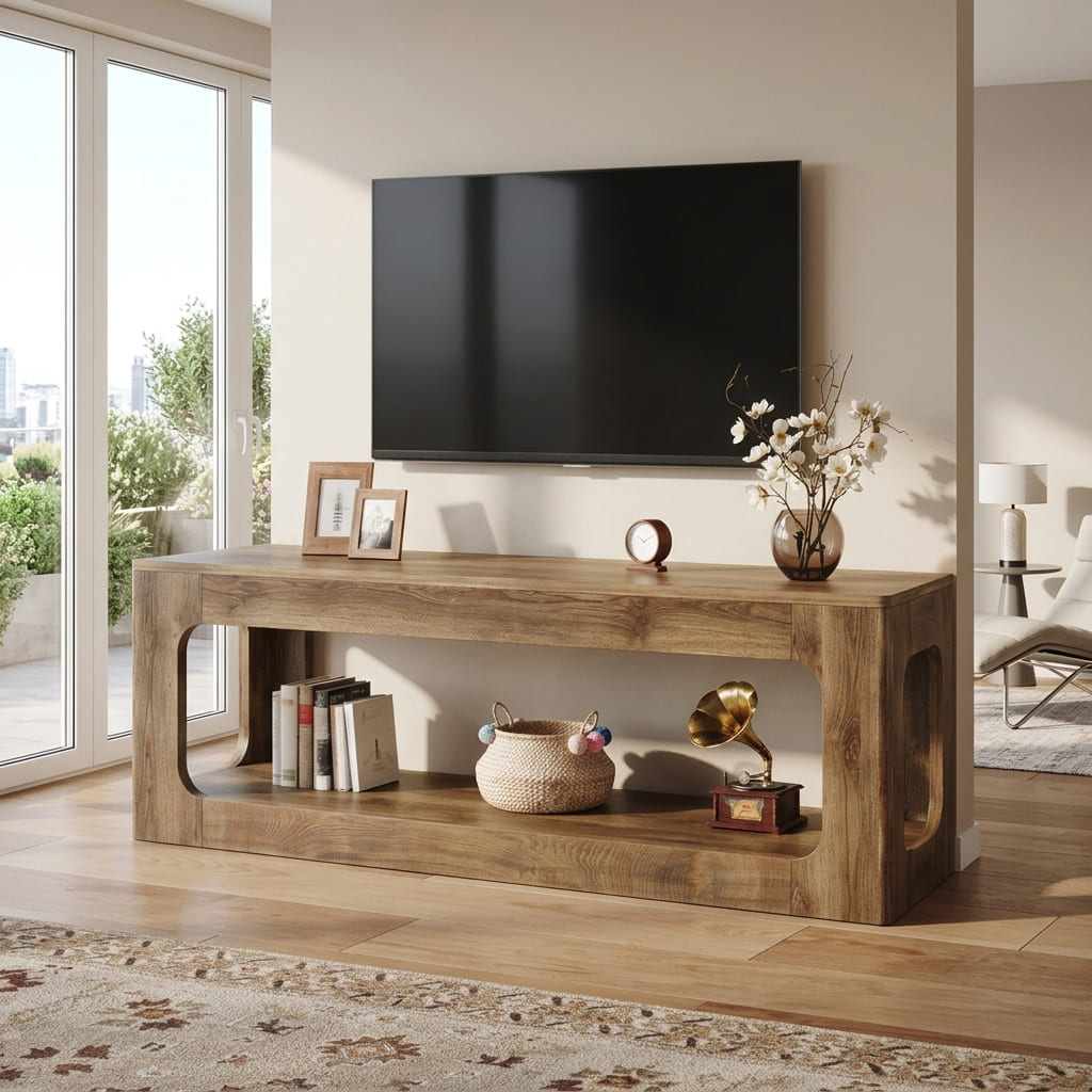 Organische Entertainment-Konsole aus handgefertigtem Holz
