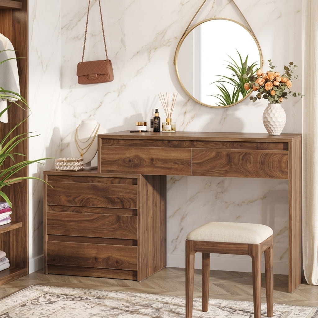 Zeitgenössischer Frisiertisch aus handgefertigtem Holz