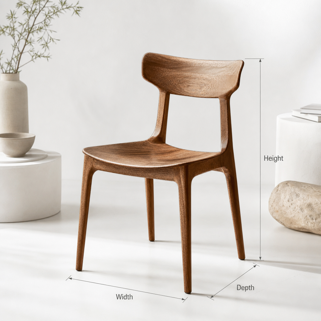 Organisch-moderner skulpturaler Holzstuhl für Esszimmer oder Küche