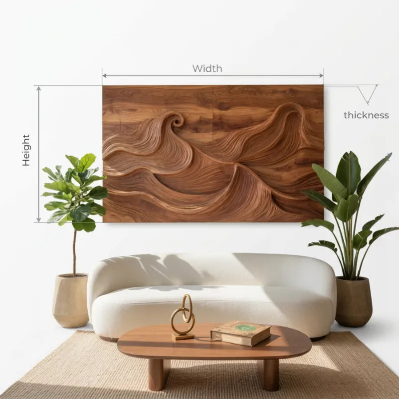 Organisch-moderne Wellen-Wandkunst aus Holz als Wanddekor