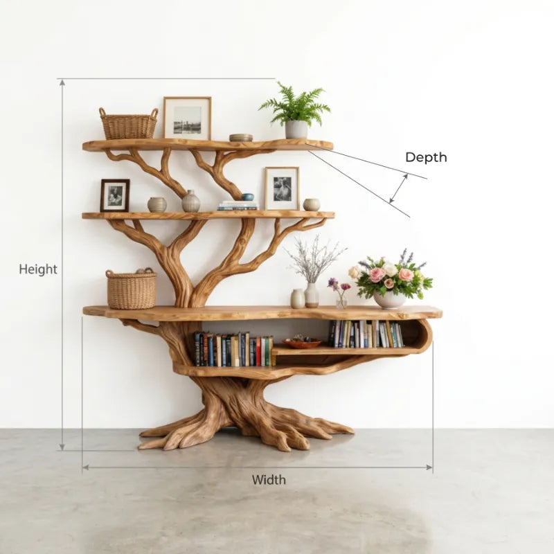 Organisches Bücherregal aus Massivholz mit Baumwurzel – Skulpturales Regal