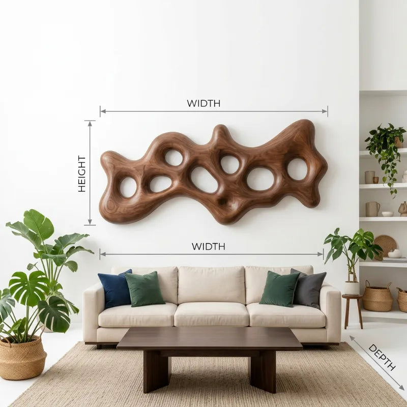 Organische Wandkunst-Skulptur mit geschnitztem Design fürs Wohnzimmer