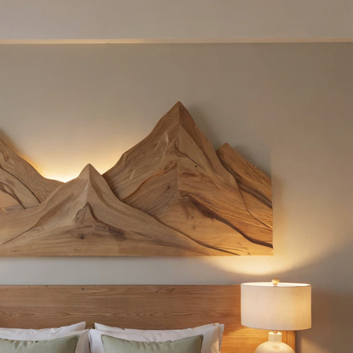 Berg-Triptychon aus Holz als Wanddekor im Landhausstil