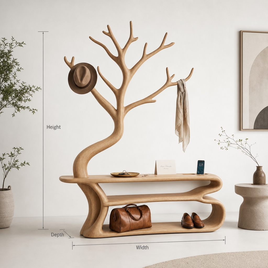 Rustikaler Baum-Garderobenständer als Schlafzimmer-Kleiderorganizer zum Aufhängen von Kleidung